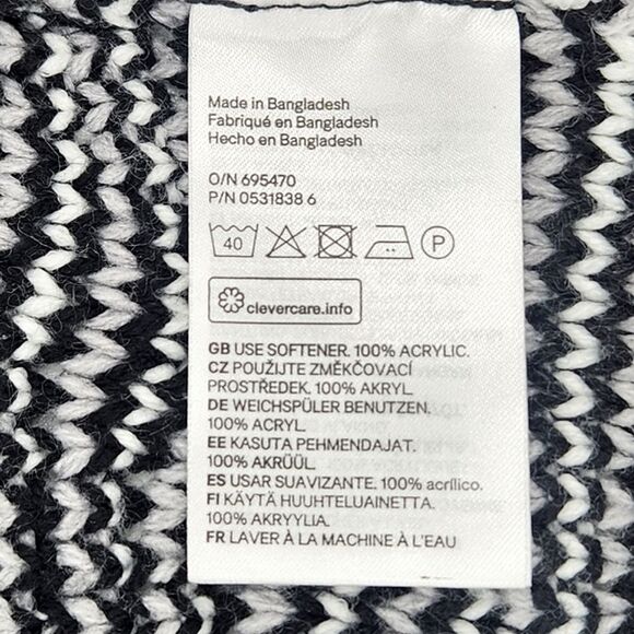 H&M Jacquard Knit Cardigan Size Small Womens Black White Long Sleeves Open Front - Picture 6 of 6